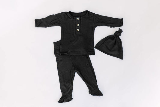 Black Baby Outfit With Hat Option (Newborn-12 months sizes)