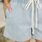 Boardwalk Talks Drawstring Shorts Light Blue