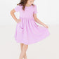 Bright Lilac Short Sleeve Pocket Twirl Dress