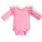 Bubblegum Pink Long Sleeve Flutter Bodysuit
