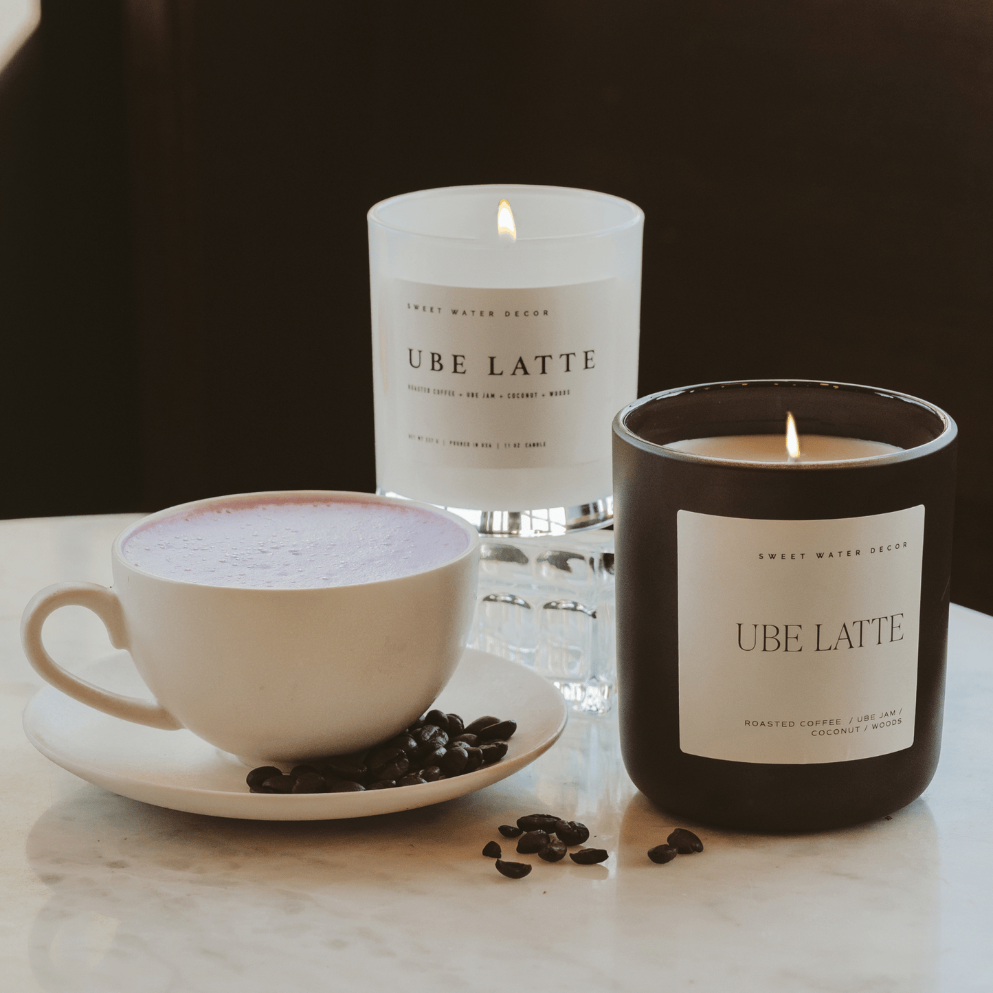 Ube Latte Soy Candle - Brown Matte Jar - 15 oz