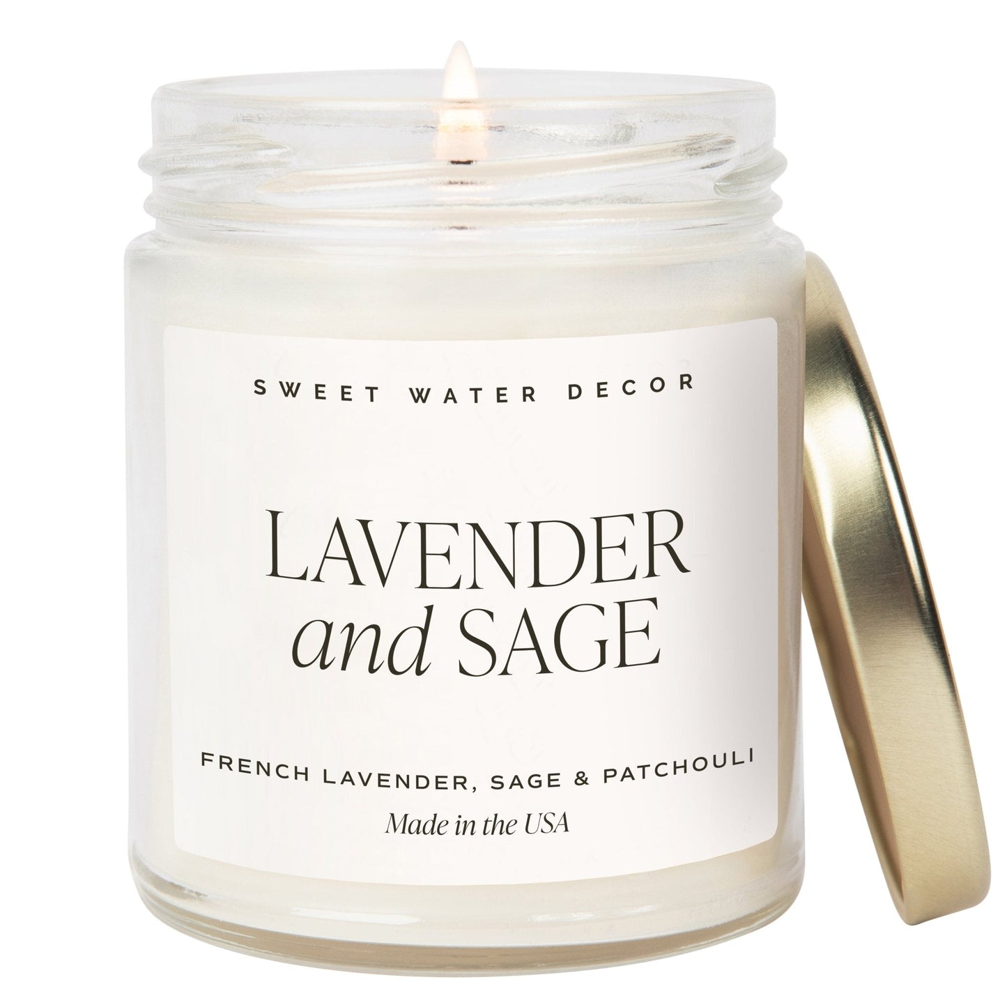 Lavender and Sage Soy Candle - Clear Jar - 9 oz