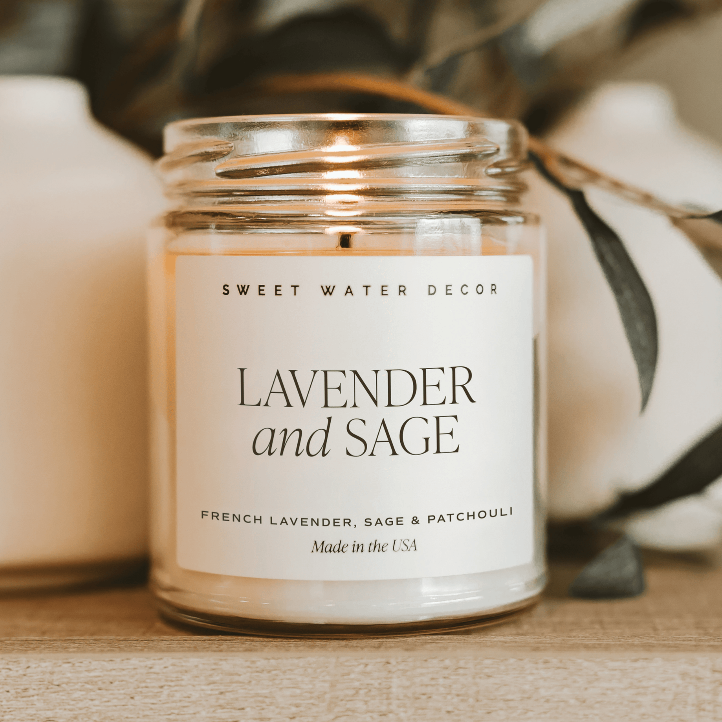Lavender and Sage Soy Candle - Clear Jar - 9 oz