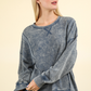 Laina Mineral Washed French Terry Sweatshirt- Denim (Size Small)