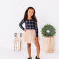 Black Plaid | CROPPED Bow Back Long Sleeve Top