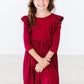 Burgundy Ruffle Twirl Dress
