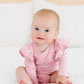 Vintage Pink Long Sleeve Flutter Bodysuit