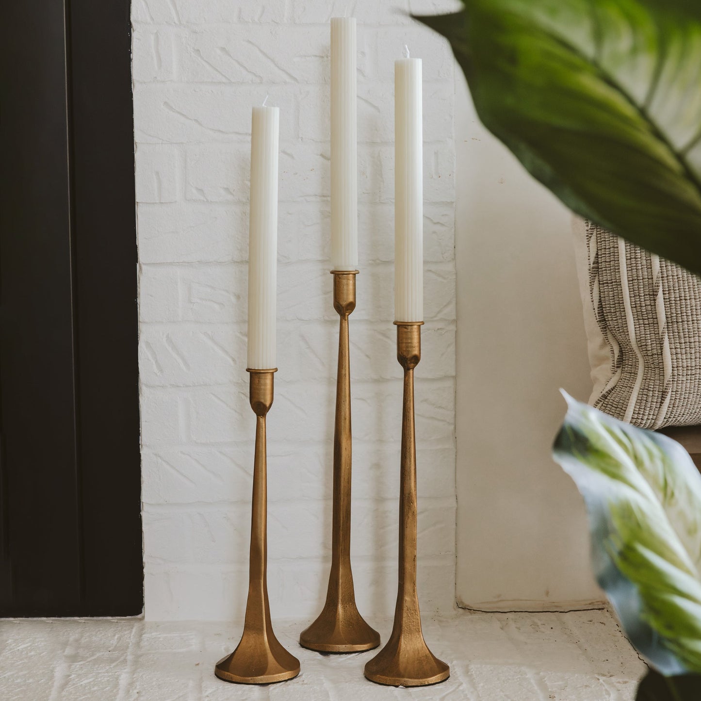Gold Cast Iron Taper Candle Holders