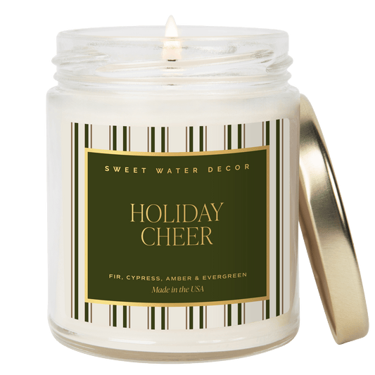 Holiday Cheer Soy Candle - 9 oz Patterned Clear Jar