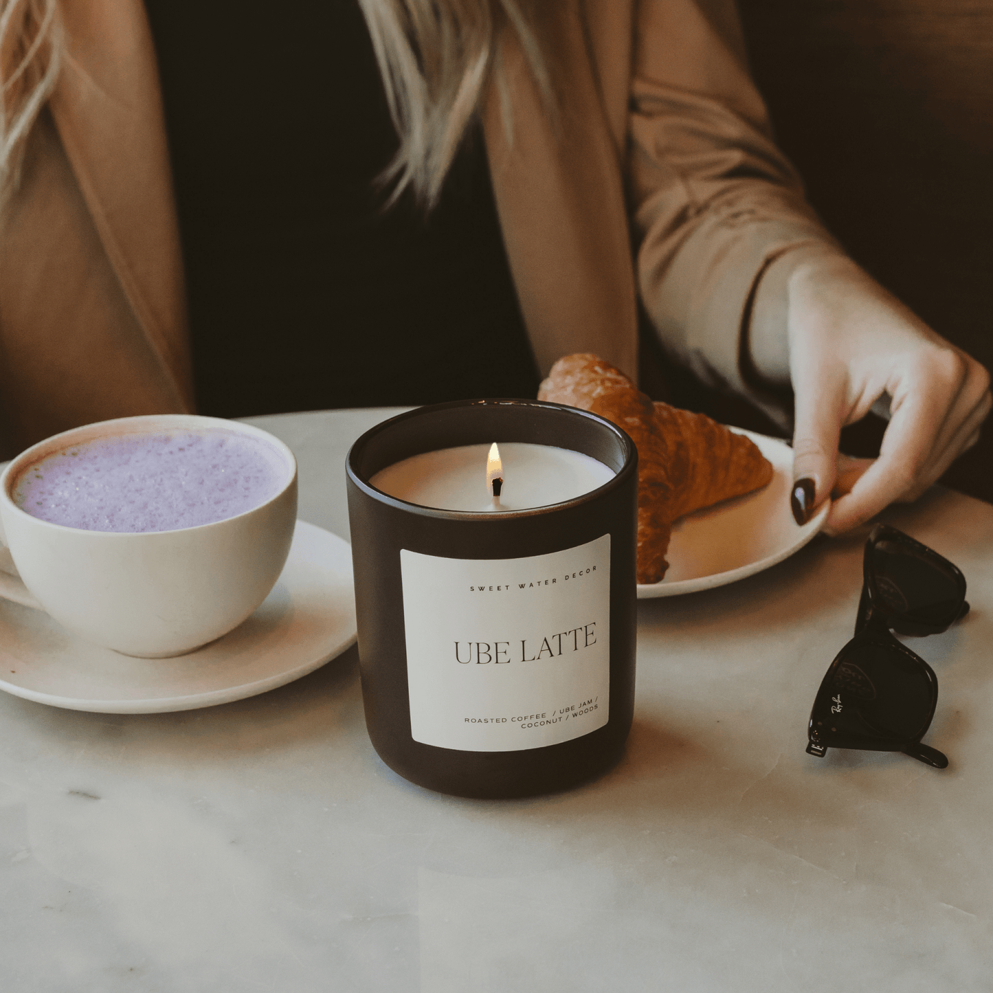 Ube Latte Soy Candle - Brown Matte Jar - 15 oz