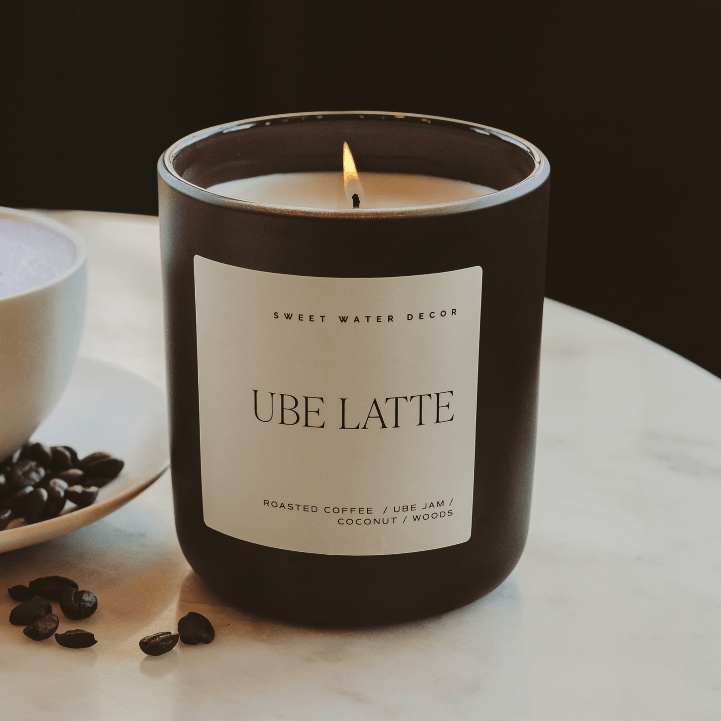 Ube Latte Soy Candle - Brown Matte Jar - 15 oz