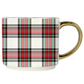 White Plaid 14oz. Gold Handle Coffee Mug