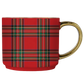 Red Plaid 14oz. Gold Handle Coffee Mug