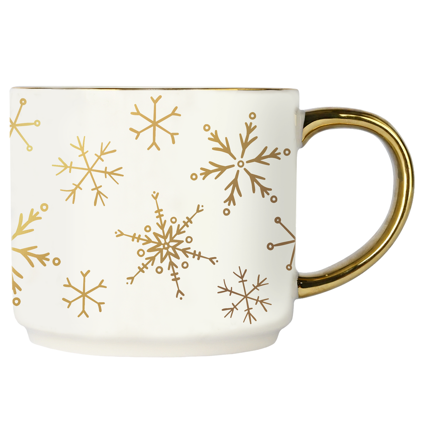 Gold Snowflakes 14oz. Gold Handle Coffee Mug