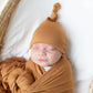 Camel Brown Swaddle Blanket and Hat Set