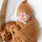 Camel Brown Swaddle Blanket and Hat Set