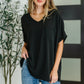 Coastal Ease V-Neck Top in Black