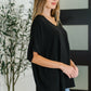 Coastal Ease V-Neck Top in Black