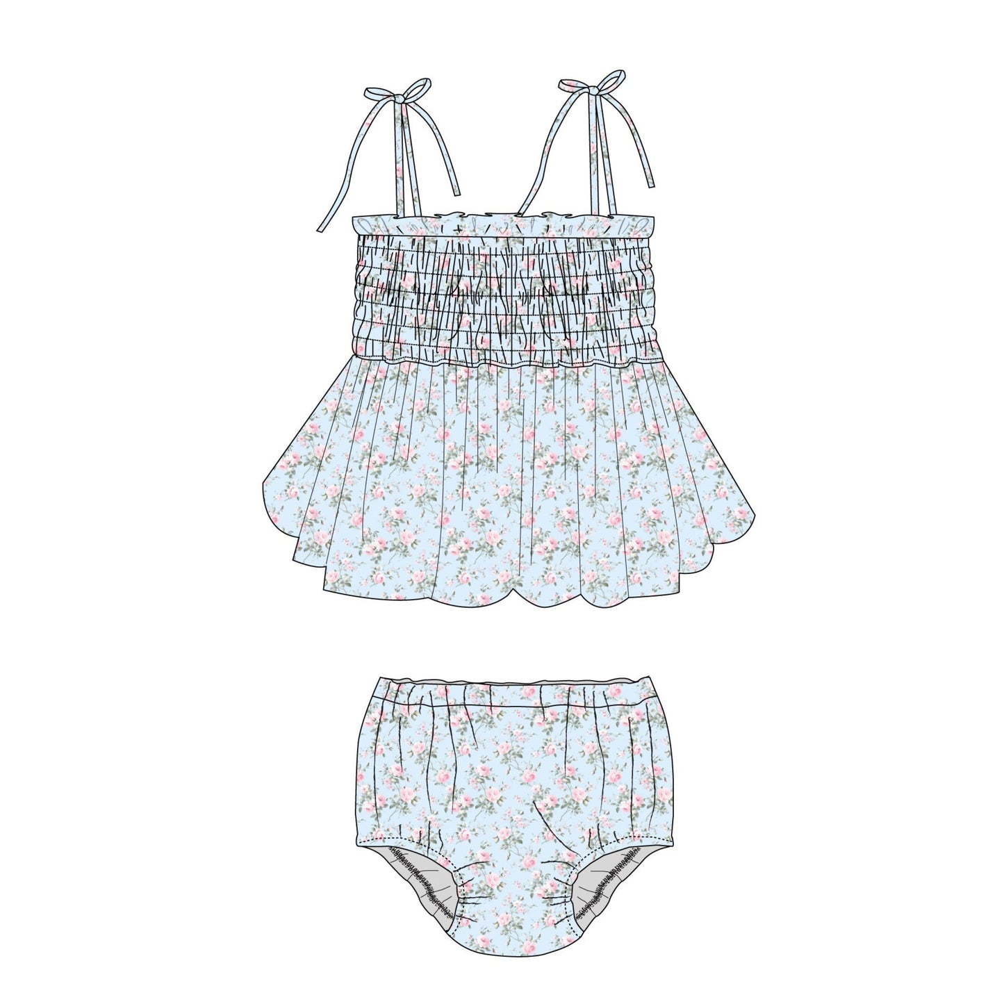 Eloise Smocked Diaper Dress Set