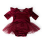 Cranberry Velvet Tutu Bodysuit
