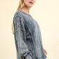 Laina Mineral Washed French Terry Sweatshirt- Denim (Size Small)