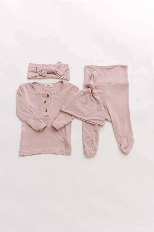 Dusty Rose Baby Outfit Set with Hat/Headband Option (Newborn - 12 months)