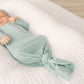 Mint Knotted Baby Gown With Hat/Headband Option (Newborn-3 months)