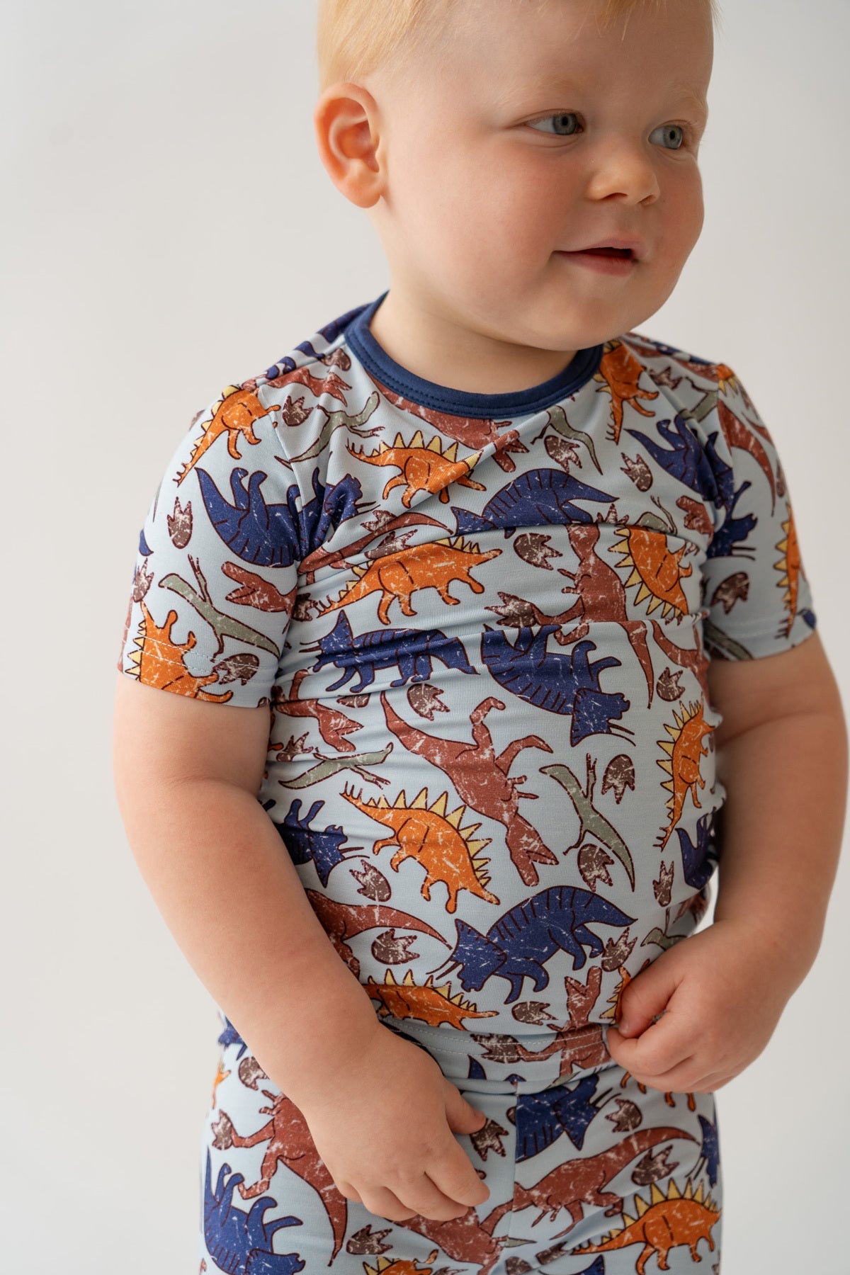 Blue Dino 2-Piece shorty Pajama Set
