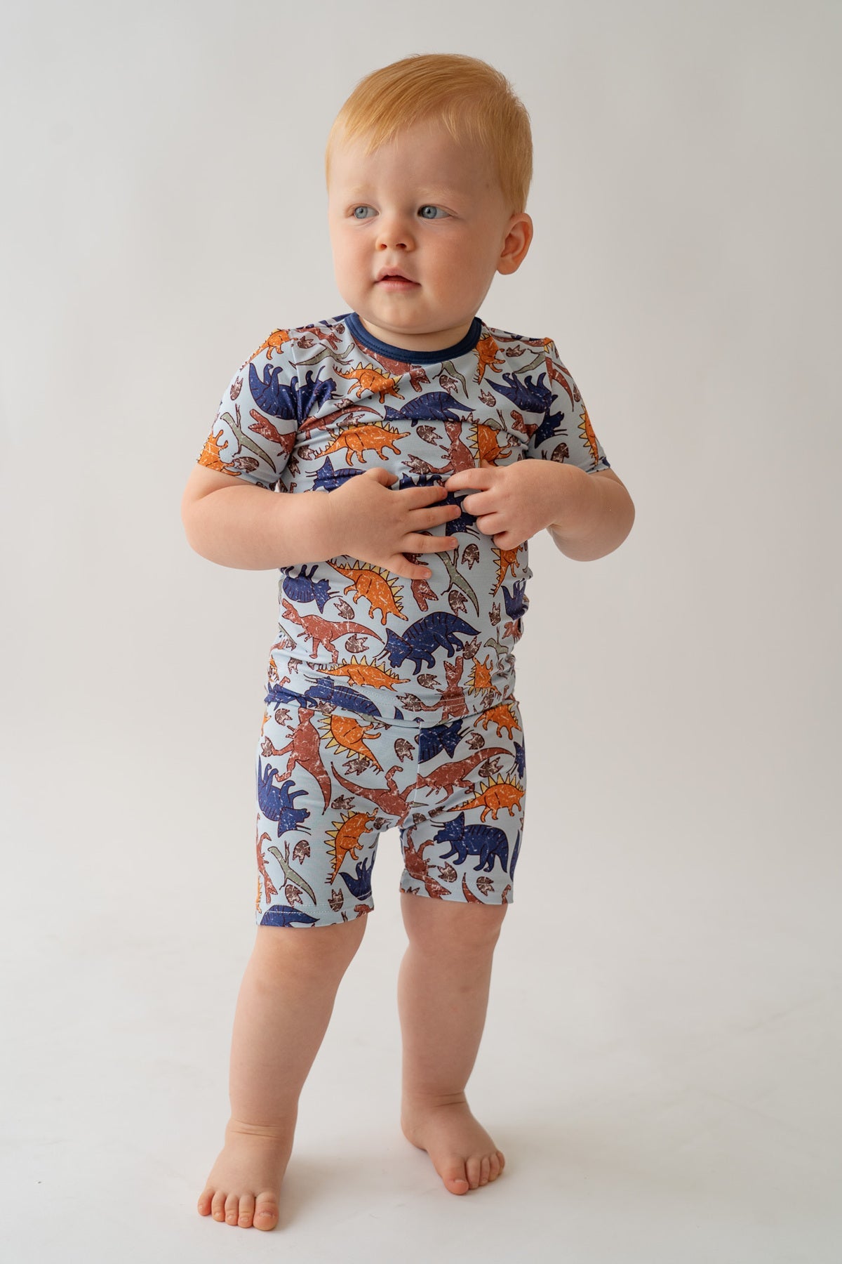 Blue Dino 2-Piece shorty Pajama Set