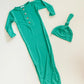 Knotted Baby Gown Set - Holiday Green