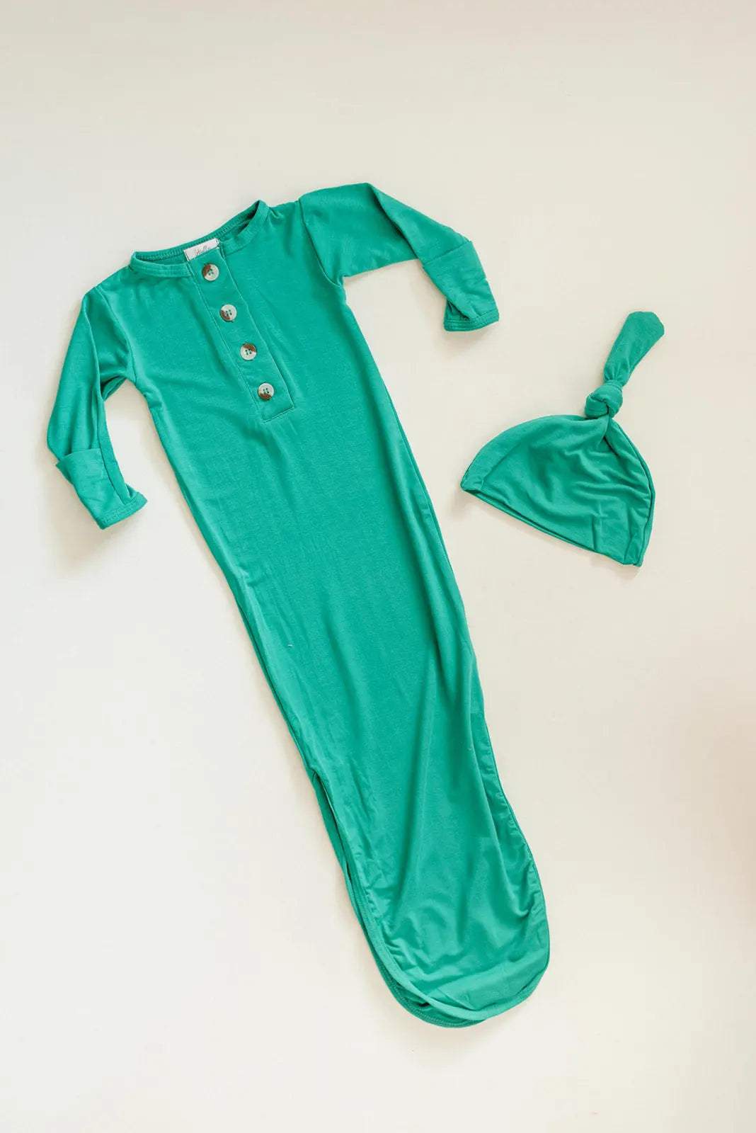 Knotted Baby Gown Set - Holiday Green