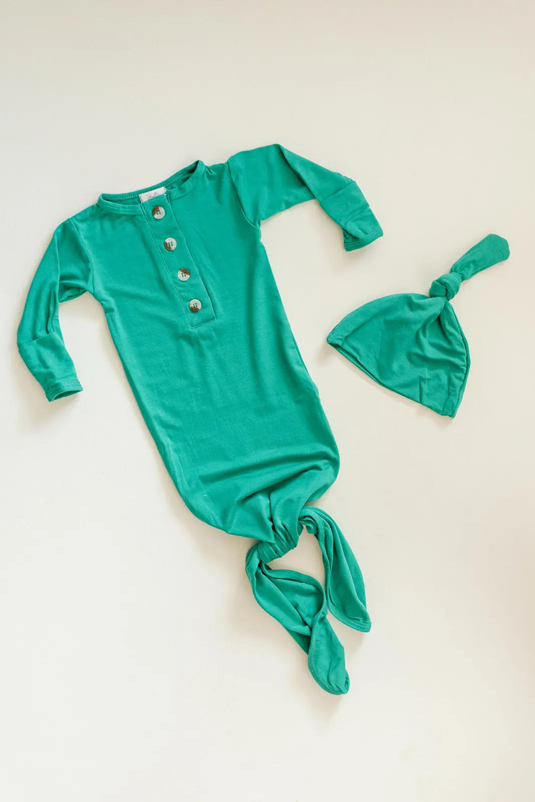 Knotted Baby Gown Set - Holiday Green