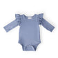 Dusty Blue Long Sleeve Flutter Bodysuit