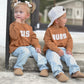 Sis Chenille Child Waffle Sleeve Crewneck - Faded Autumn