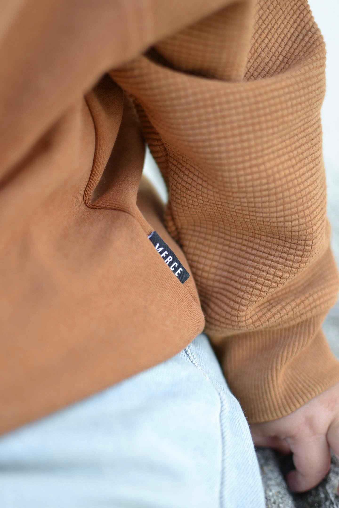 Sis Chenille Child Waffle Sleeve Crewneck - Faded Autumn