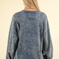 Laina Mineral Washed French Terry Sweatshirt- Denim (Size Small)