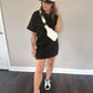 Running Errands T-Shirt Dress- Black