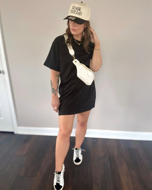 Running Errands T-Shirt Dress- Black