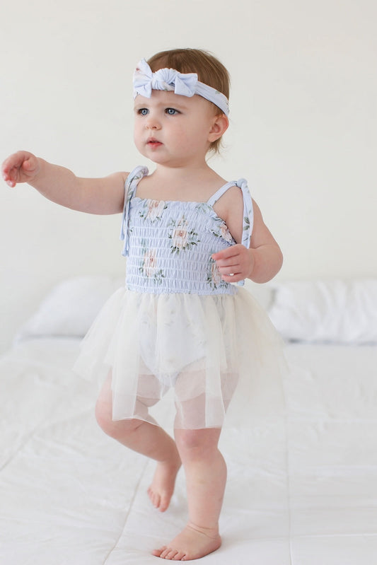 Cosette Smocked Tulle Bodysuit Dress
