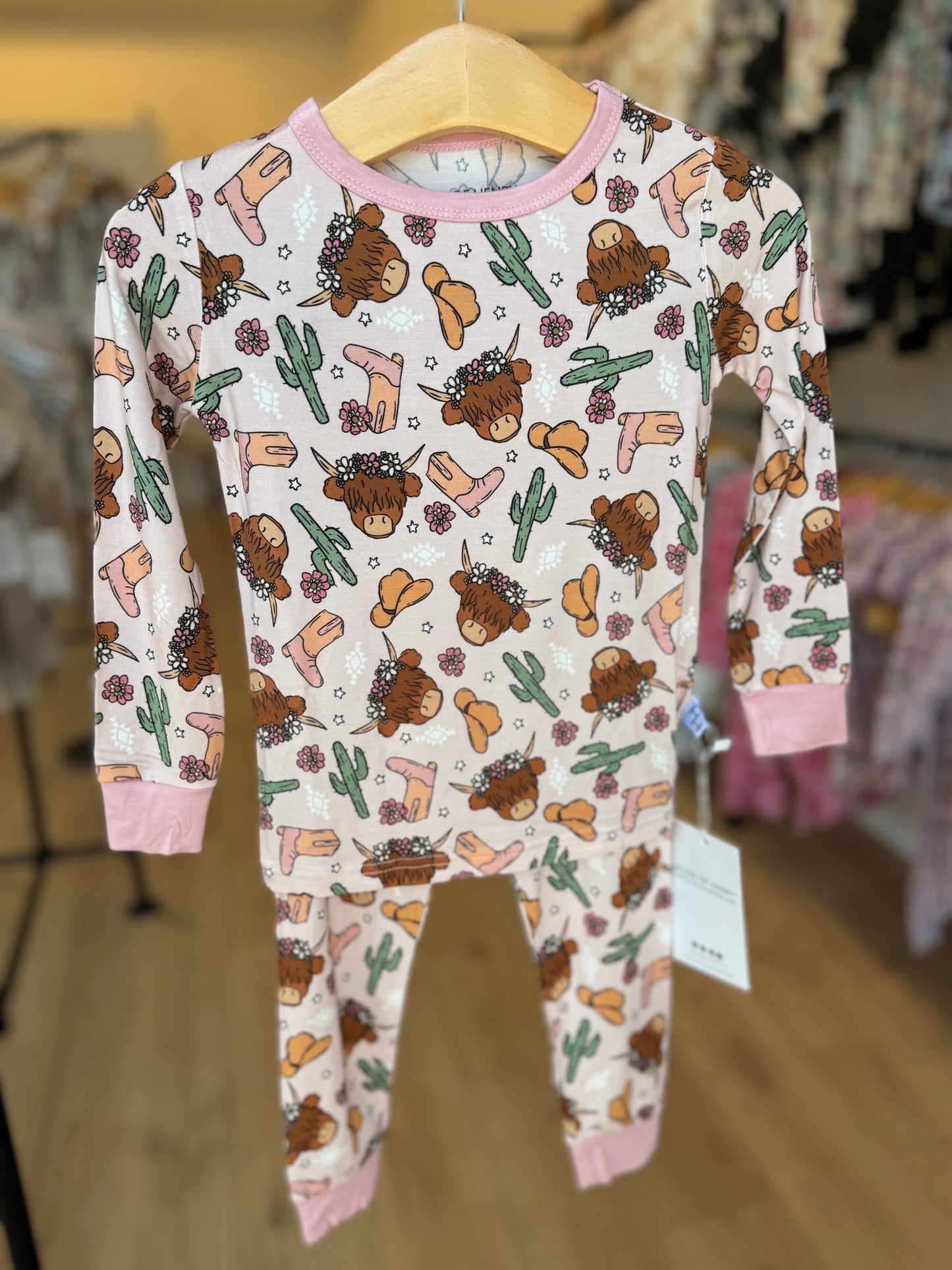 Pink Highland Cow 2-Piece Pajama