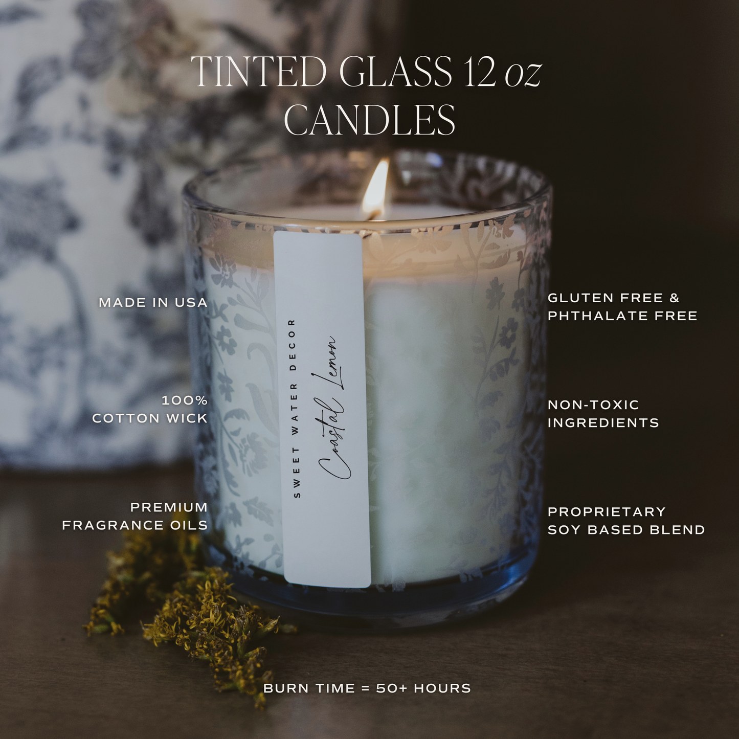 Spa Day Soy Candle - Blue Tinted Glass Jar - 12 oz