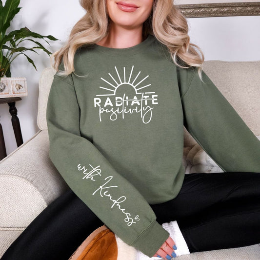 Radiate Positivity Graphic Sweatshirt in Three Colors