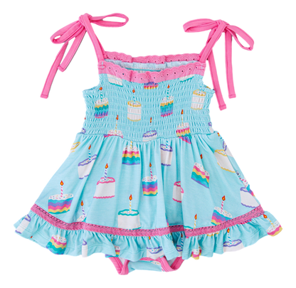 Harlow Smocked Birdie Twirl Romper