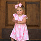 Bow Print Flutter Sleeve Girls Dress