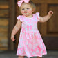 Bow Print Flutter Sleeve Girls Dress