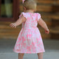 Bow Print Flutter Sleeve Girls Dress