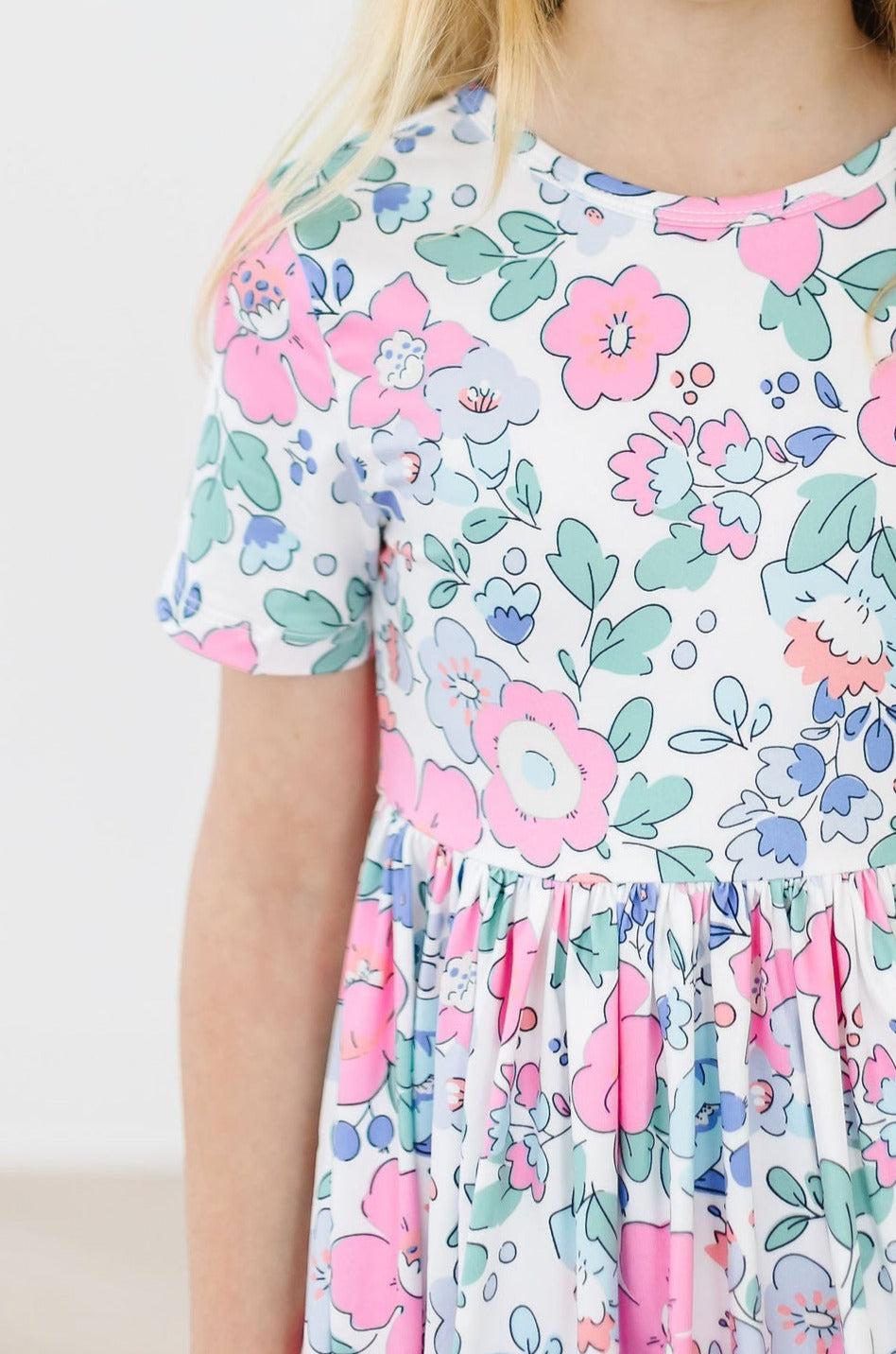 Hydrangea Short Sleeve Pocket Twirl Dress