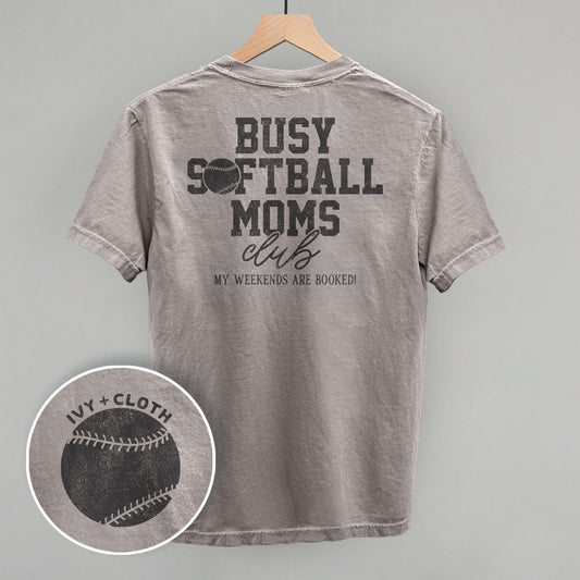 Busy Softball Moms Club (Back Print) Tee/Sweatshirt- Multiple Options