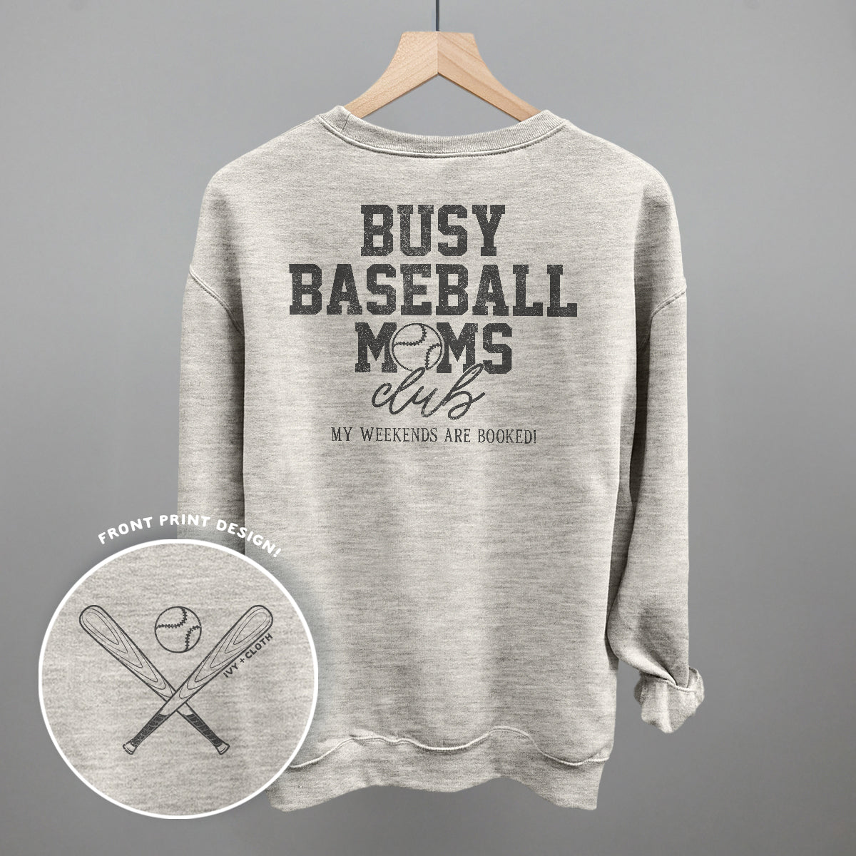 Busy Baseball Moms Club (Back Print) Tee/Sweatshirt- Multiple Options