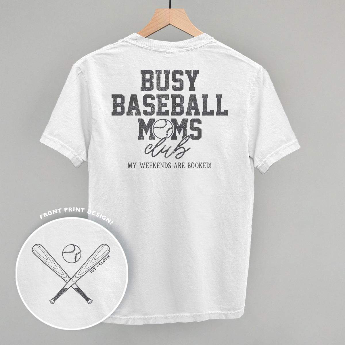 Busy Baseball Moms Club (Back Print) Tee/Sweatshirt- Multiple Options